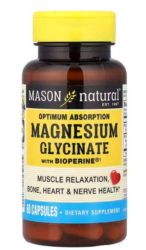 Le Mason Natural Magnesium Glycinate avec BioPerine 60 caps