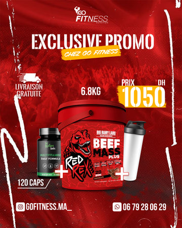 PACK PRISE DE POIDS – BEEF MASS PLUS 6.8KG – MULTIVITAMINE – SMARTE SHAKER